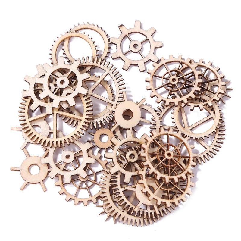 36pcs 20-36mm Houten DIY Gemengde Wheel Gear Blank Hollow Art Craft Home Decor Lichtgewicht Delicate Wiel gear Handgemaakte Craft Thuis