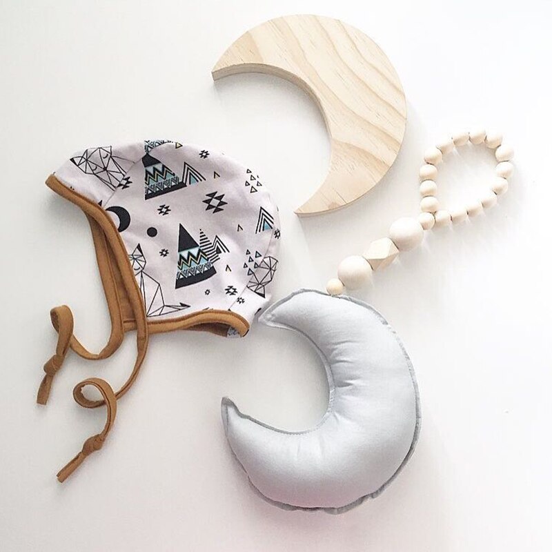 Baby Zimmer Dekor Zubehör Baby Bett Stoßstange Spielzeug Baby Zelt Zauberstab Hängen Mond Förmigen Holz Dekoration Fotografie freundlicher