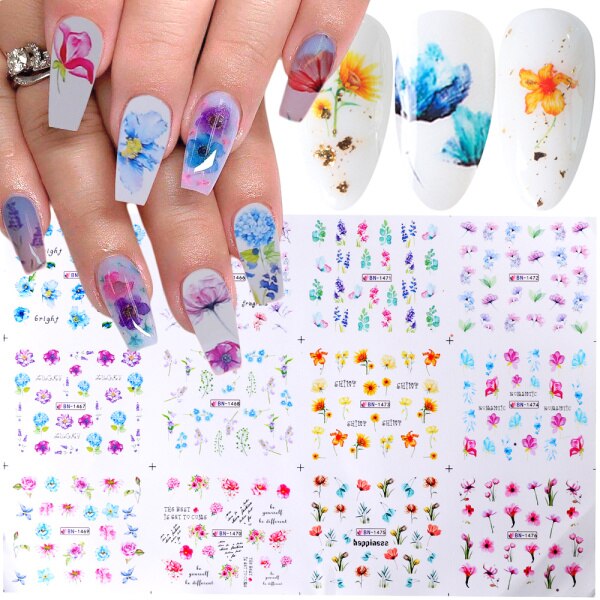 12 Pc Zwarte Bloemen Sliders Stickers Voor Nagels ... – Vicedeal