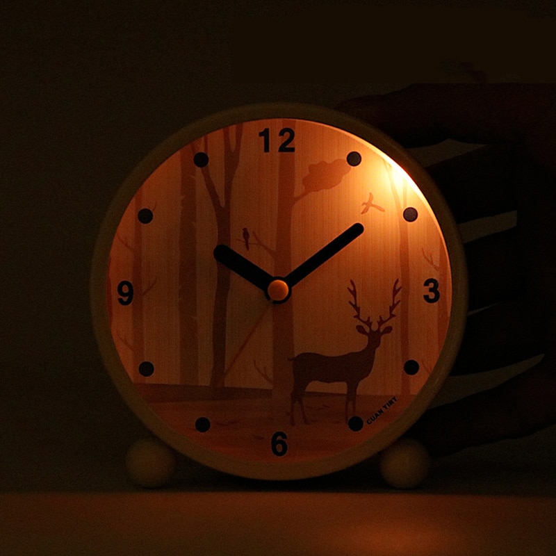 Metal Night Light Alarm Clock Silent Digital Alarm Clocks Compact Cute Kids Table Clock Mini Bedroom Decor