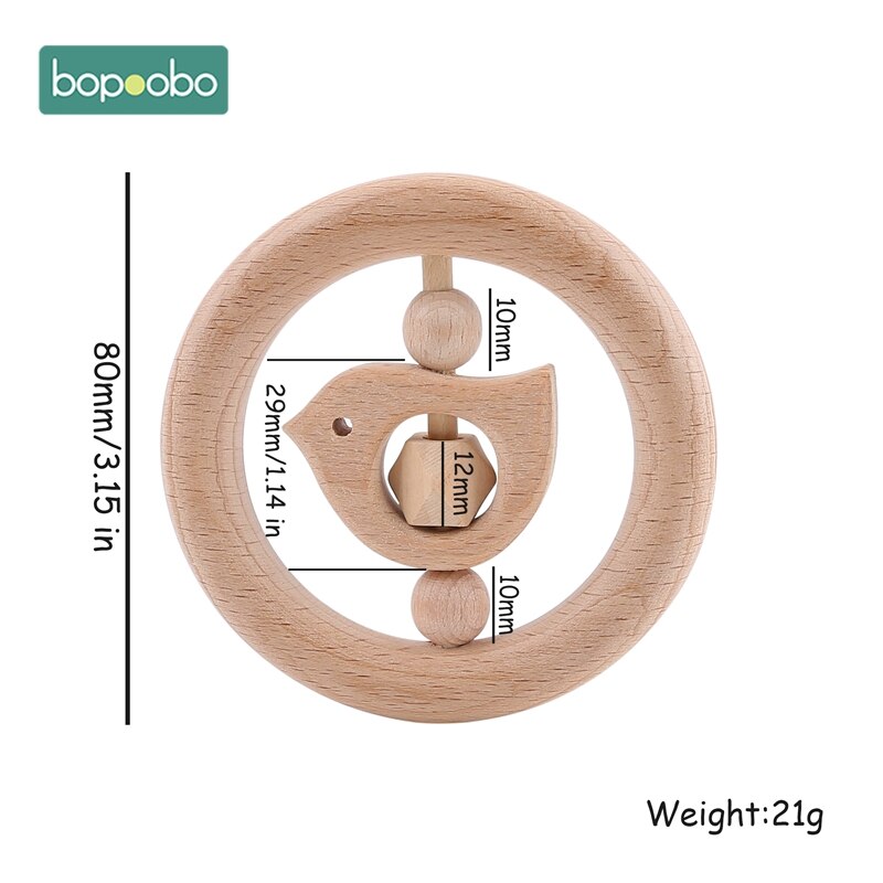 1 Pc Baby Speelgoed Houten Bijtring Food Grade Materiaal Baby Rammelaar Hout Ring Baby Bijtring Wieg Mobiele Peuter Speelgoed Baby rammelaar Voor Kids: Big Bird Rattle