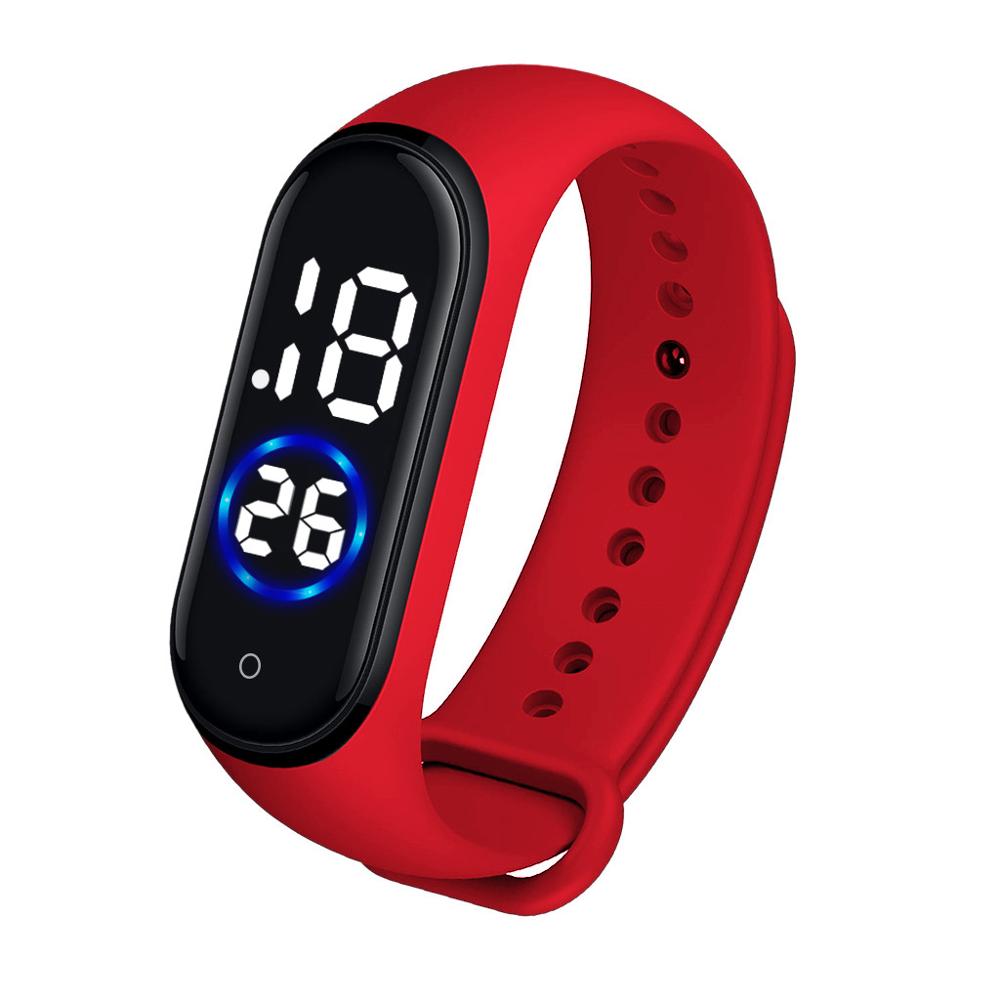 Digitalt led sportsur unisex silikonebånd vandtætte armbåndsure mænd kvinder armbåndsur reloj mujer: Rød