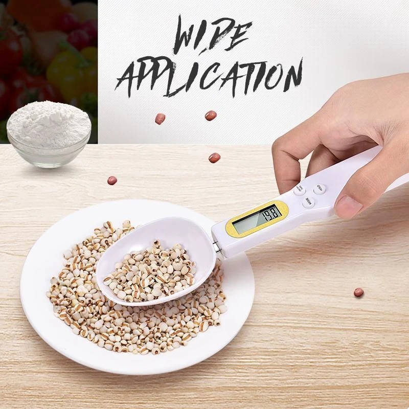 Báscula Digital de cuchara con pantalla LCD, balanza electrónica de cuchara de cocina de 500g/0,1g, con 3 cucharas de pesaje desmontables