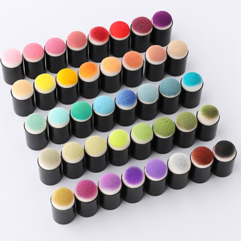 50 Uds esponja para dedos Dauber pintura almohadilla de tinta cepillo para estampación estuche para manualidades herramientas de arte con caja Oficina dibujo escolar DIY Craft