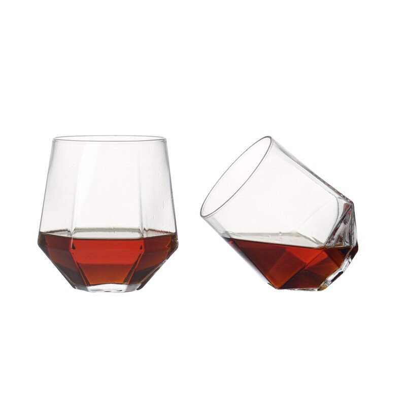Set  of 2 350ml handgjorda blåst polygon whiskyglas för bar hushålls dagliga vattenglas för blandat dricksglas