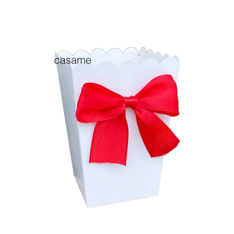 6 stuks popcorndozen met striklint papieren zak gunsten doos baby shower verjaardagsfeestje traktatie gunsten tafelbenodigdheden bruiloft: Light Grey