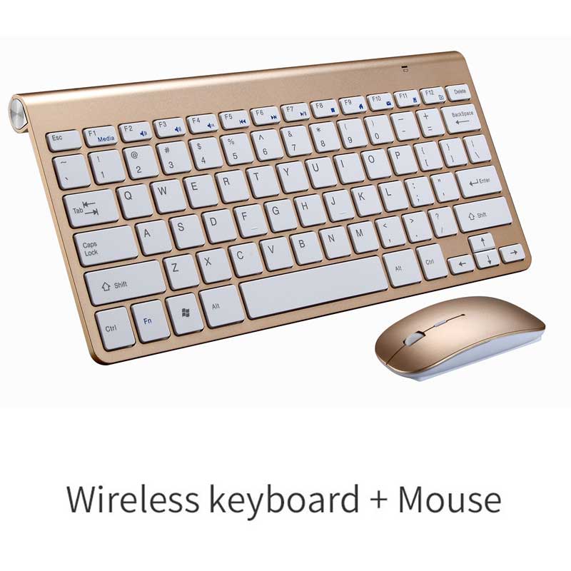Senior 2.4 Ghz Draadloze USB Keyboard & Muis Combo Toetsenbord + USB Ontvanger Set Voor Macbook Laptop PC Windows XP /8/10 Desktop Muizen: Gold-B