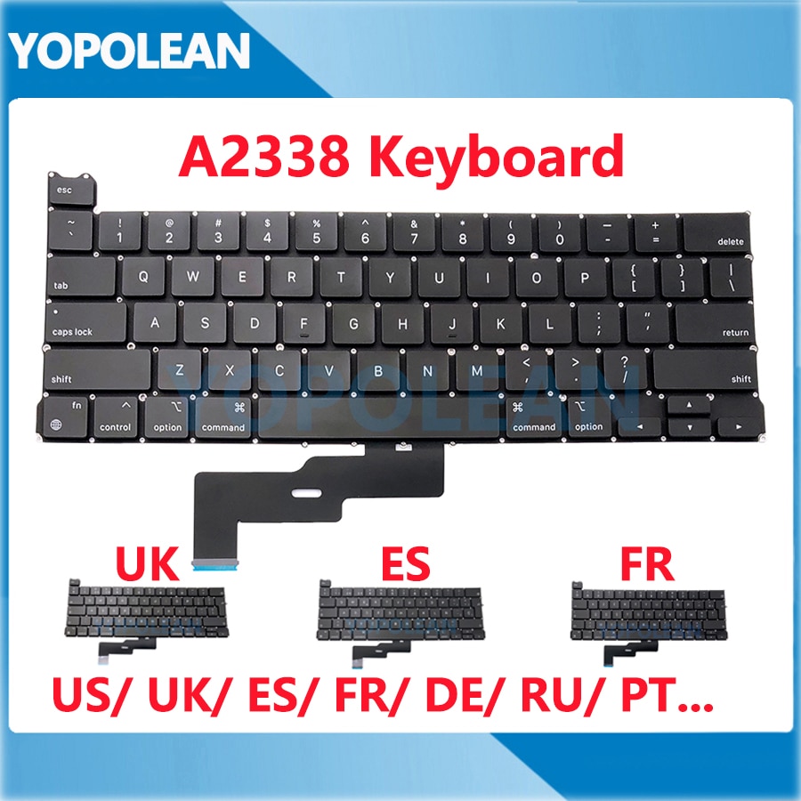 Nowa klawiatura A2338 dla Macbook Pro Retina 13 &quot;M1 A2338 wymiana klawiatury laptopa US UK ES FR RU DE PT układ 2020 rok