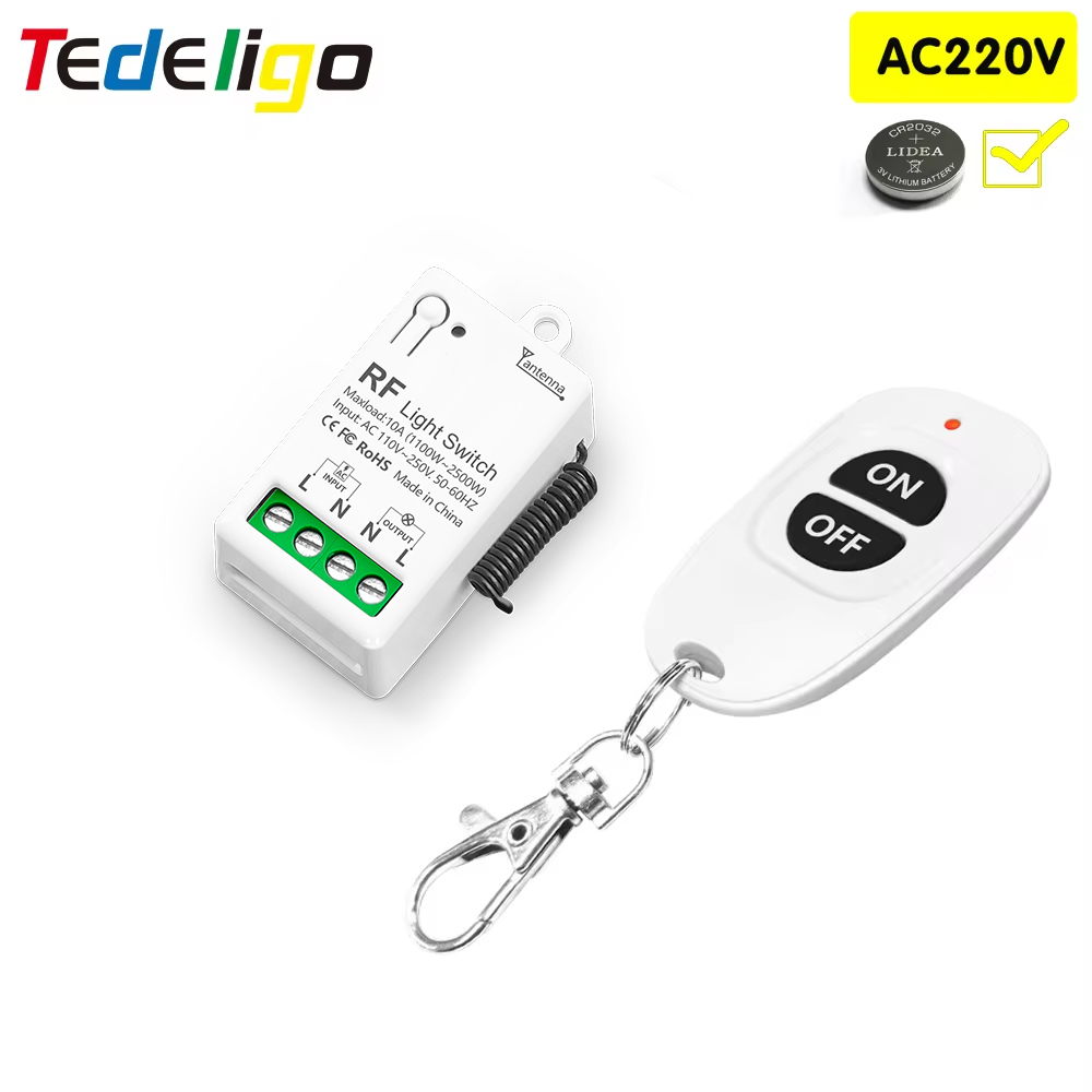 Bezprzewodowy przełącznik zdalnego sterowania 433Mhz 110V 220V 1CH Odbiornik przekaźnika sterowania radiem z nadajnikiem ON OFF do oświetlenia LED: WHITE
