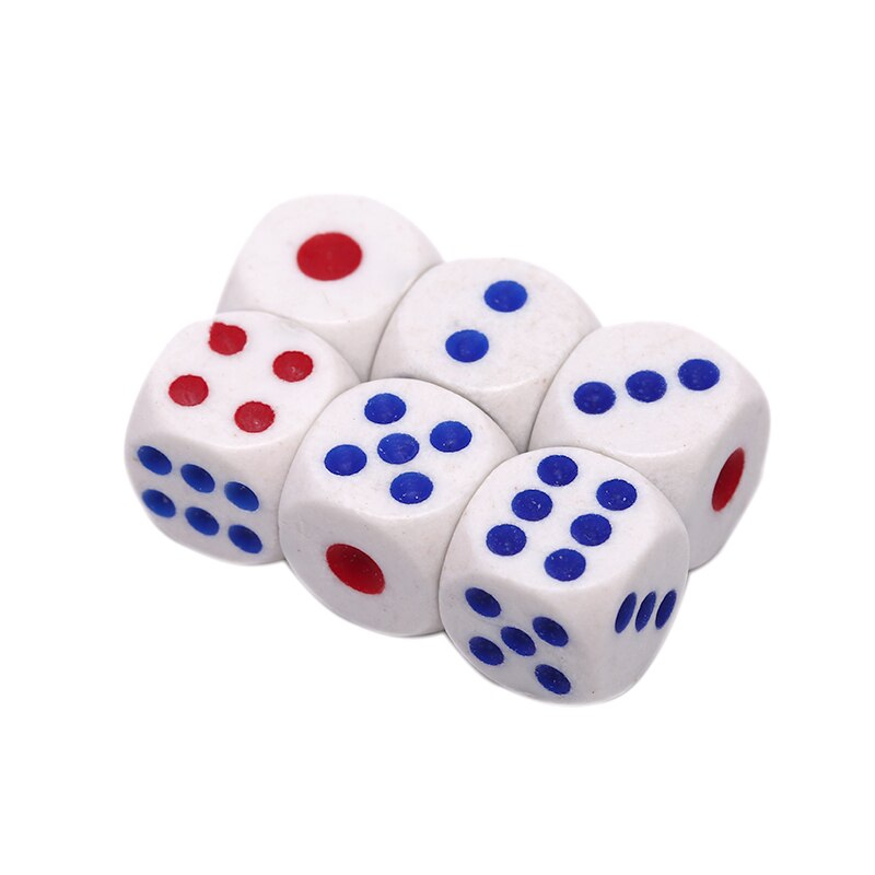 10mm Drinken Dobbelstenen Acryl Wit Ronde Hoek Hexahedron Dobbelstenen Club Party Tafel Spelen Games RPG Dobbelstenen Set 6 stks/partij