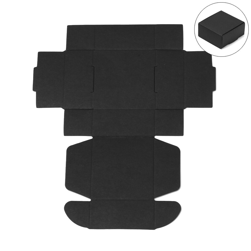 10 stücke 9 größen Kleine Kraft Papier Box Handgemachte Süßigkeiten Lagerung Verpackung Hochzeit Event Party Karton Paket Schmuck Box: Black / 8x8x4cm