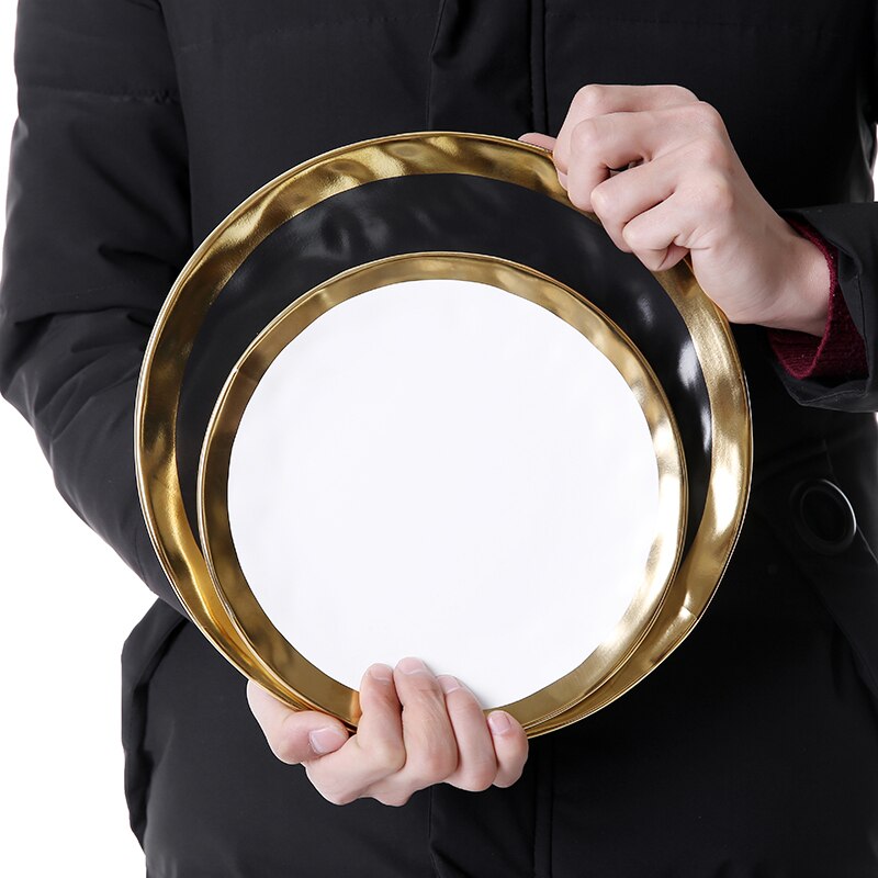 Europeisk servise sett med svart og gull servise tallerkesett kjøkkenutstyr kjøkkenartikler porselen plate 8 tommer  / 10 tommer