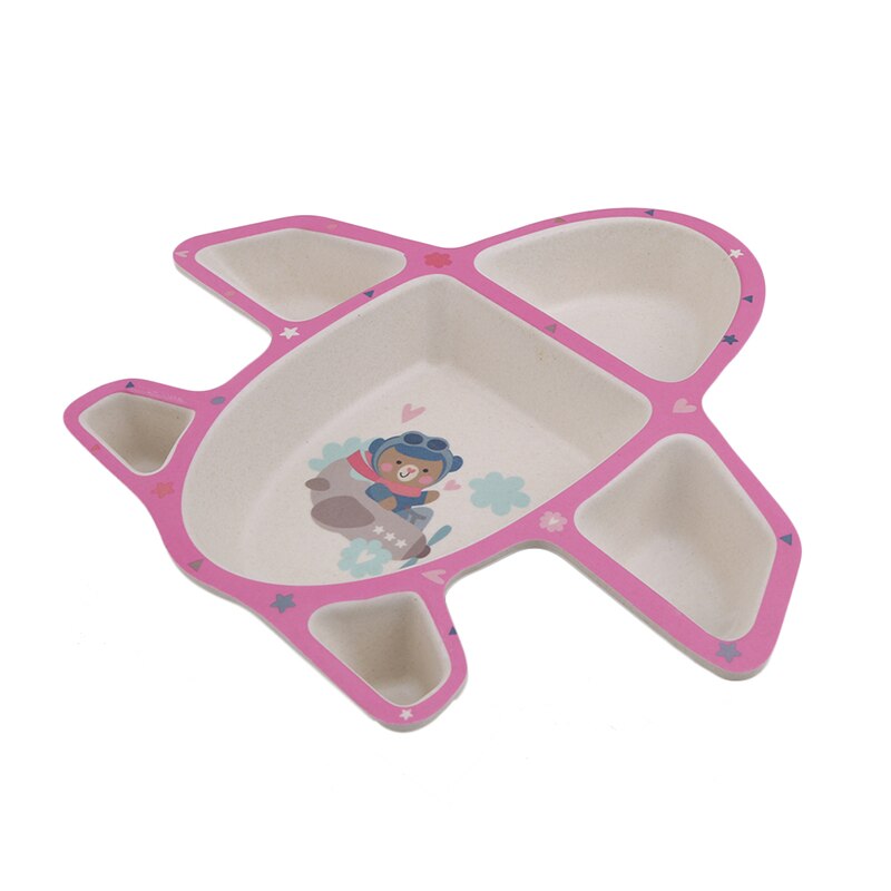 1 sæt palle + gaffel + ske baby service fly keramik baby lære retter babymad middagstallerkener