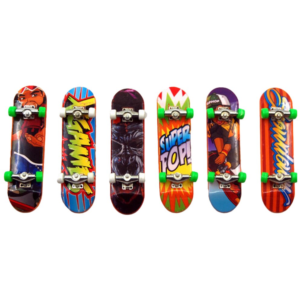 6PCS Mini Skateboard Deck Truck Finger Board Park for Boy Kid Children (Random Color)