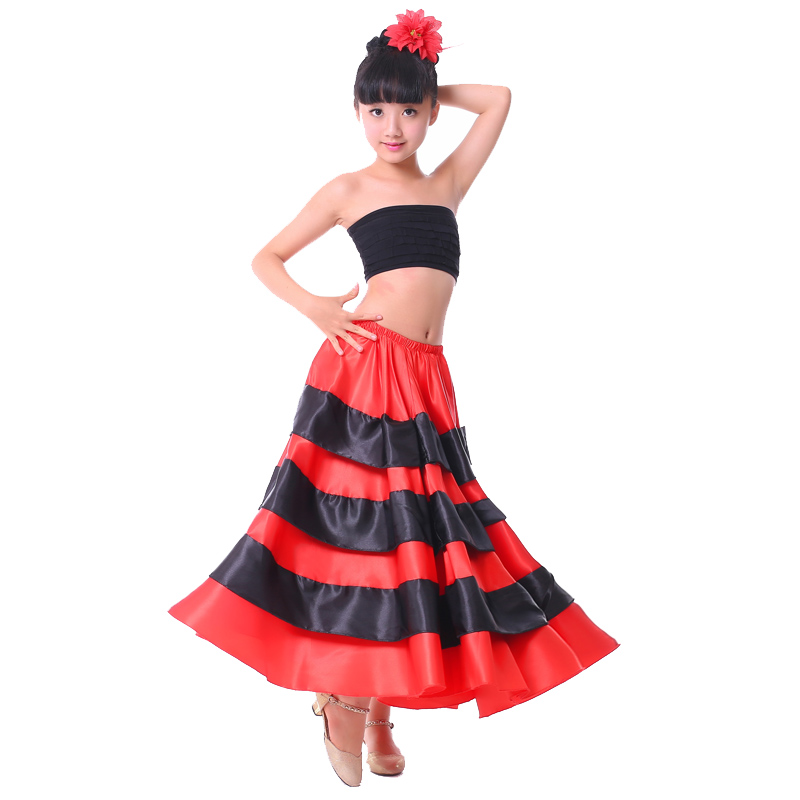 Neue freundlicher Flamenco Tanzkleid Mädchen Flamenco Kleider Spanisch Paso Doble tanzen Kostüm Für Mädchen Samba Gesellschaftskleider