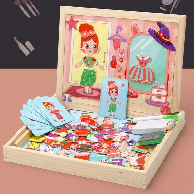 Kinderen Speelgoed Houten Magnetische Puzzel Dier Puzzel Dubbelzijdig Magnetisch Tekenbord Kinderen Puzzel Puzzel