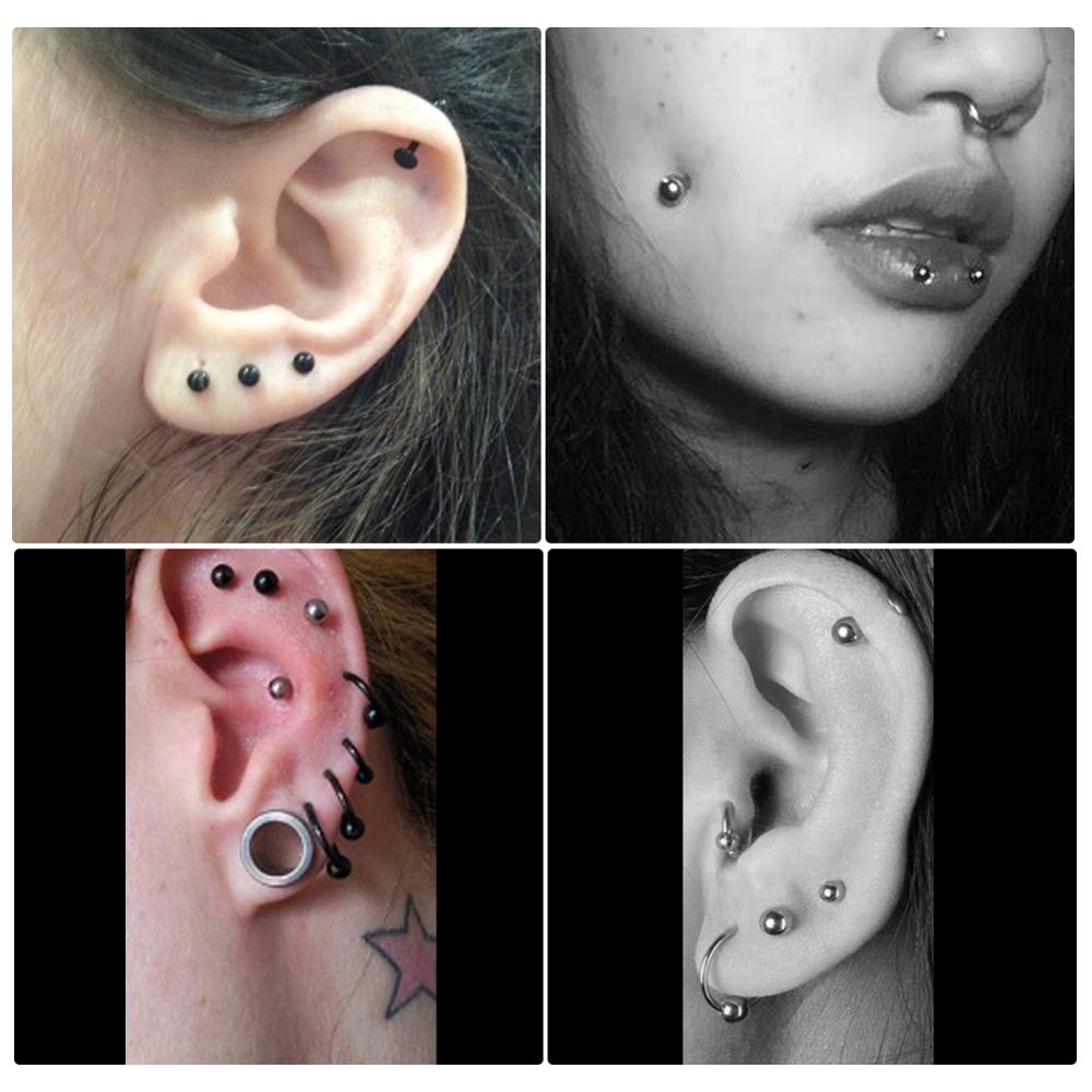 10 teile/los Stahl 16G Tragus Helix Bar 3mm Ball Labret Lippe Bar Ringe Stud Knorpel Ohr Piercings Körper schmuck Für Frauen Männer