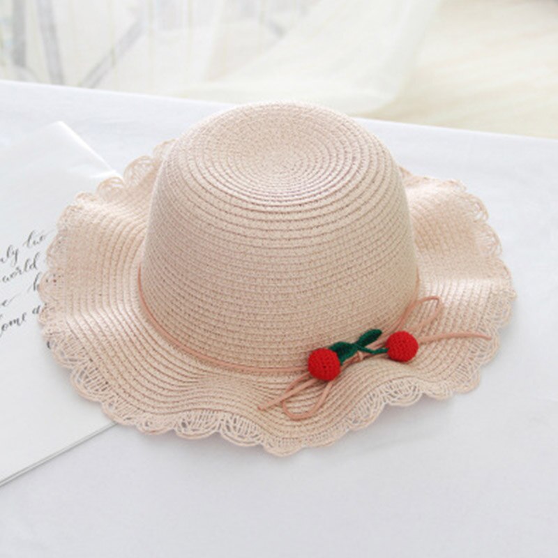 New Summer Baby Girl cappello di paglia borsa Set vacanze all'aperto bambini ragazze Cherry Beach cappelli da sole bambini Panama Cap And Bag Suit: B Pink hat