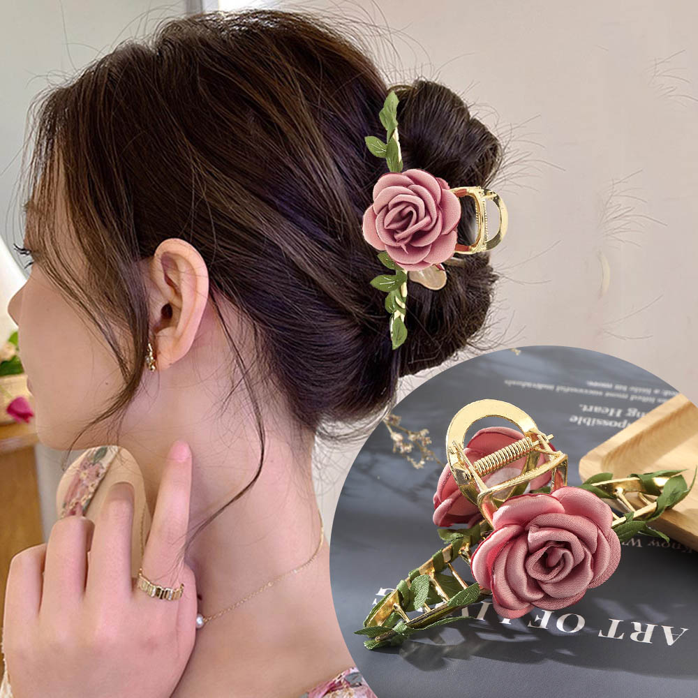 Haimeikang, pinza para el pelo de flores de gran tamaño, garras, cangrejo para el pelo, pasadores gruesos, horquillas, accesorios para el cabello de de verano para mujer: Naranja
