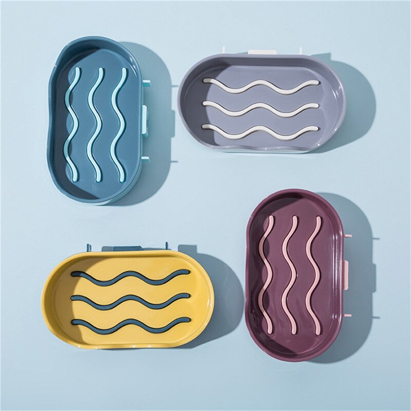 Kreatywny w kształcie fali bezdotykowa mydelniczka półka łazienkowa ściany wiszące narzędzia ścienne samoprzylepne mydelniczki mydelniczka @ 5