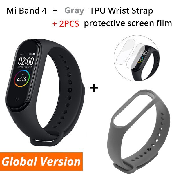 Originale Xiao mi mi fascia 4 Globale versione Di Smart braccialetto 3 Di colore schermo AMOLED mi FASCIA 4 Fitness Traker Bluetooth smartband: GL n Gray Strap