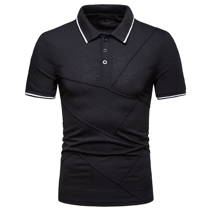 Smart Casual Men Shirt Men Business Casual Solid Male Short Sleeve Shirt: Black / XL