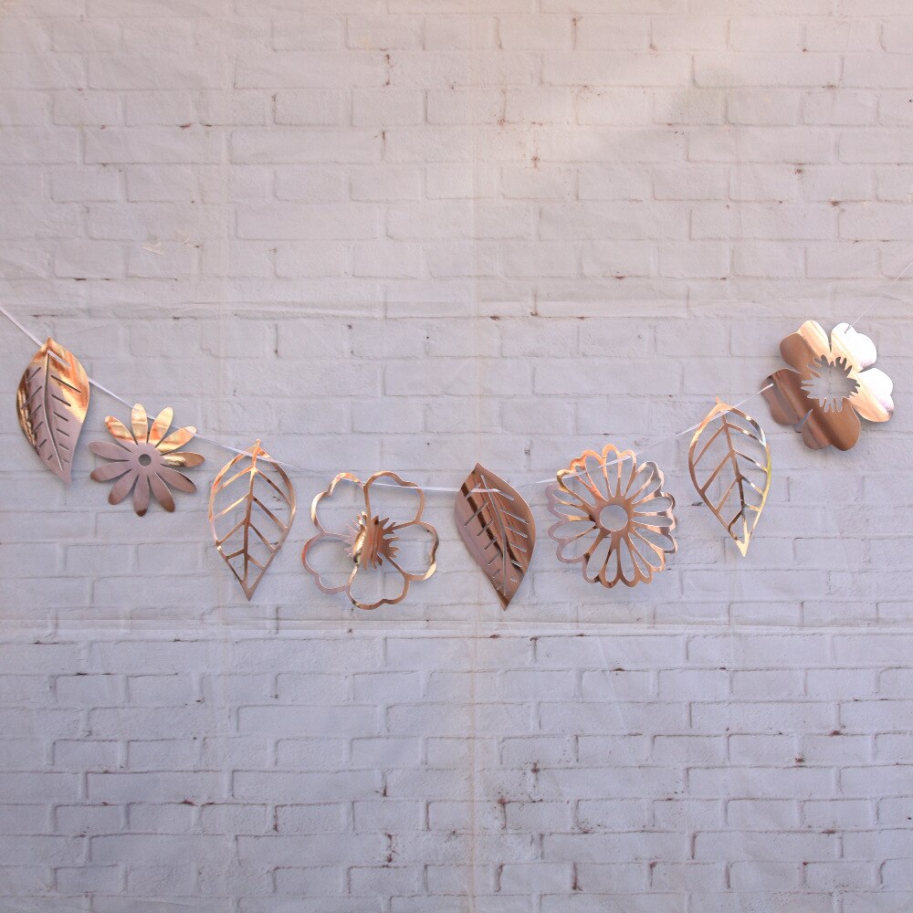 1Set Leaves Paper Flag Banner&amp;Flags Garland Floral Bunting Banners DIY Kids Birthday/Wedding Event Party Decoration Supplies: Chocolate
