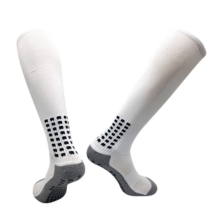 Mænd kvinder sokker knæhøje lange strømper skridsikre strømper kompression cirkulation basketball sokker voksne: Hvid