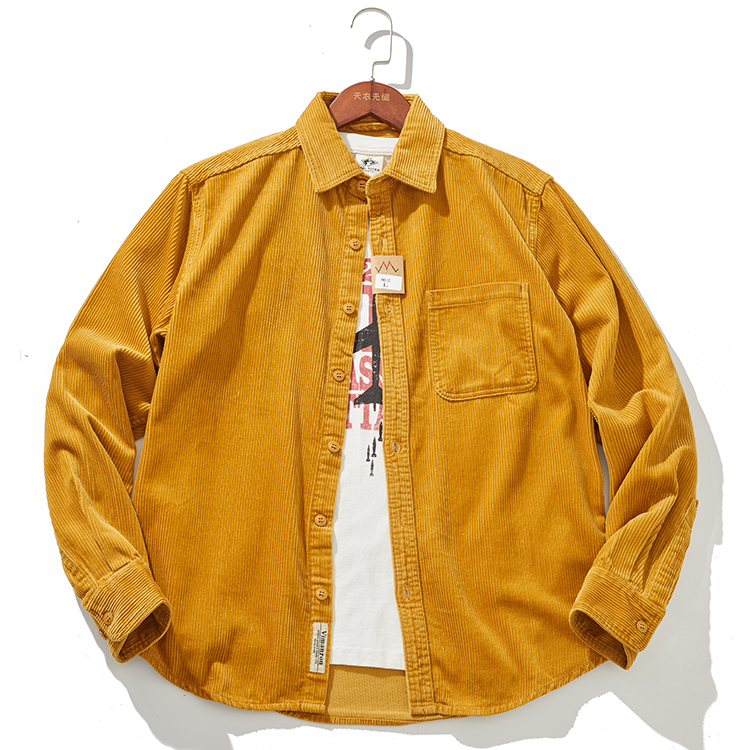 Stylish Men's Thick Corduroy Shirt Jacket with Vintage for Autumn and Winter
