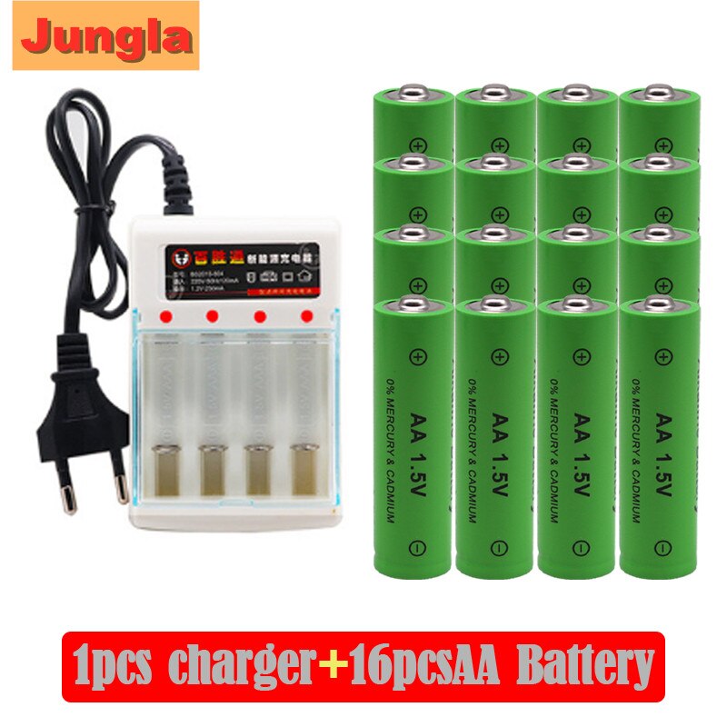 Piles alcalines rechargeables AA, 100% mAh, 4000 v, avec chargeur AA, nouvelle , 1.5: Or