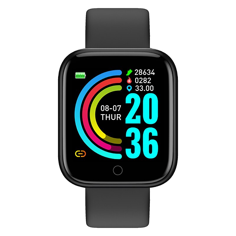 Smartwatch - Fitness Tracker - Heart Rate Monitor - Sleep Tracker - USB Charging - Android/iOS Compatible: Black