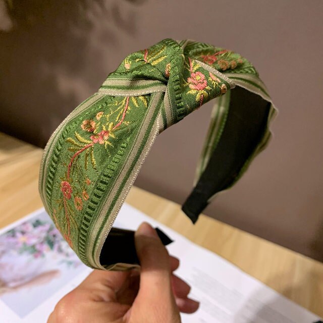 Bohemian Nationale Wind Haarband Katoen Linnen Getande Anti-Slip Korea Brede Hoofdbanden Voor Vrouwen Borduren Hoofd Gesp Haarbanden: 01