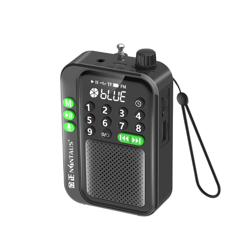 Mini kieszonkowe radio FM Odbiornik radiowy cyfrowy o wysokiej czułości Bezprzewodowy głośnik Bluetooth z wyświetlaczem LED Nagrywanie czasu uśpienia: Black