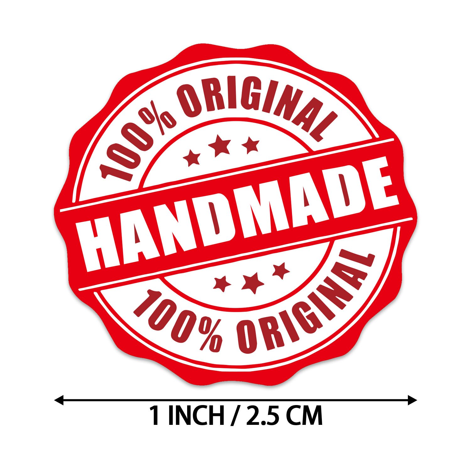 500Pcs Round Red '100% ORIGINAL HANDMADE' Stickers Adhesive Labels Baking Scrapbooking Small Bussiness Cake Decoration Sticker