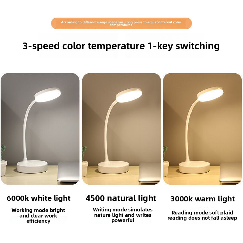 Confezione da 2 lampade da scrivania a LED, lampada da tavolo portatile con USB, 3 luminosità, protezione per gli occhi, controllo touch per camera da letto o ufficio