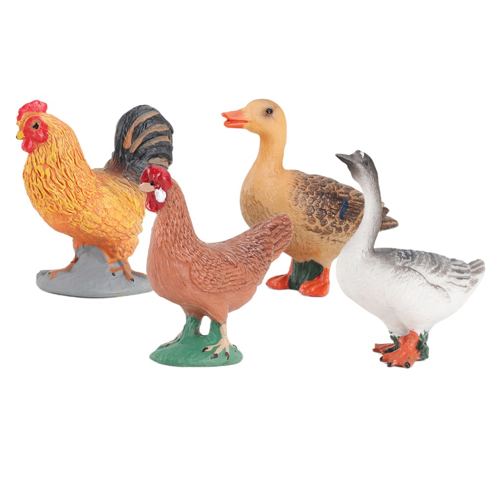 4pcs Poultry Realistic Farm Animal Model Figurines Miniatures Statue Toy