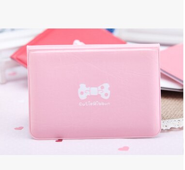 12 Bits Boog-knoop Afdrukken Kaart Geval Meisje Vrouwen Zakelijke Creditcard Houder Lederen Id Kaarthouder Cover kaarthouder Portemonnee: light pink