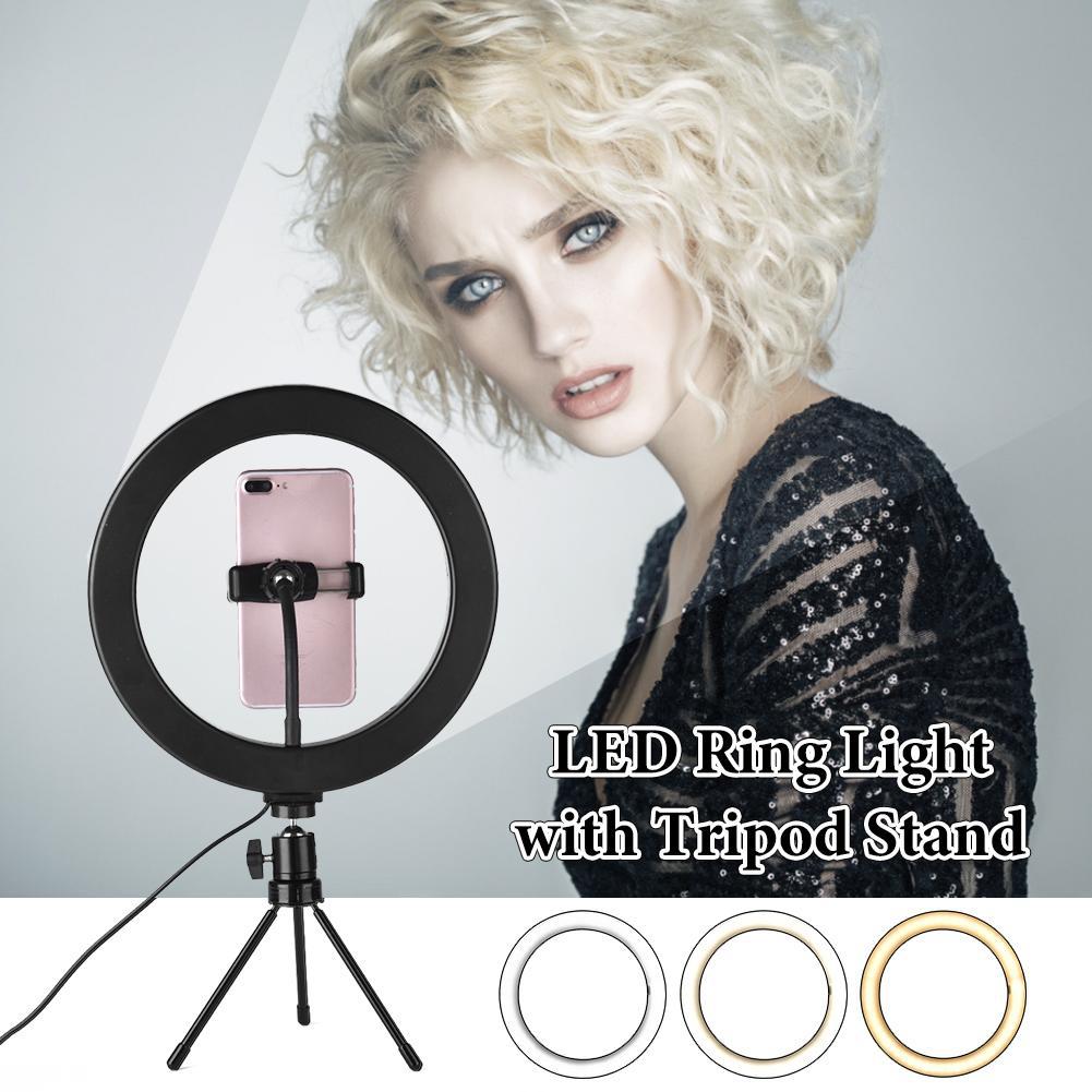 26cm Ring Licht Dimmbare LED Studio Kamera Foto Telefon Video Licht Lampe Mit Stative Selfie Stick Ring Tabelle Füllen licht für VK