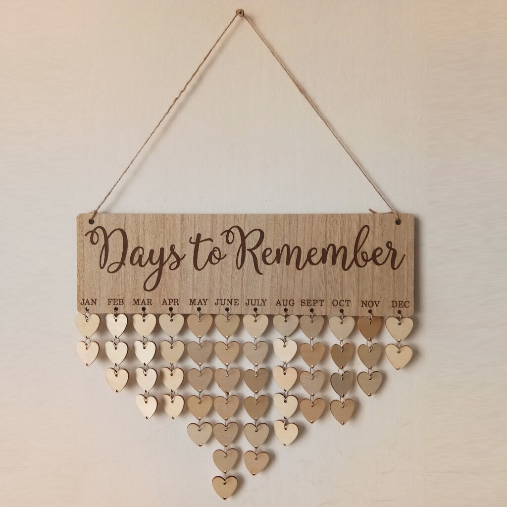 Birthday Reminder Advent Calendar Wood Board DIY Handmade Craft Rustic Hanging for Home Decoration Party Celebration Favor: C