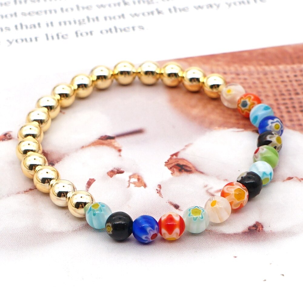 Go2Boho Handmade Boho Jewelry Popcorn Beads Bracelet For Women Beaded Bracelets Japan Golden Inoxidable Beads Jewellery