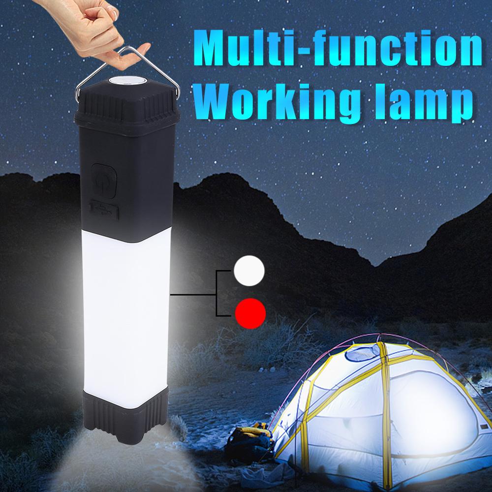 3 in 1 USB Oplaadbare dubbele beam multifunctioneel LED lantaarns camping wandelen rood emmergency zaklamp auto reparatie onderhoud