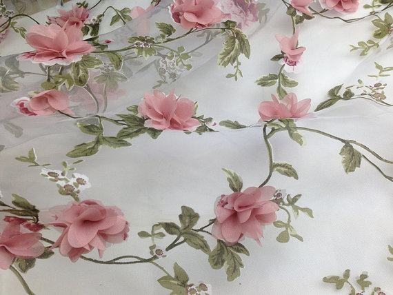 Rosa 3d blomster stoffer 3d chiffon blomster – Grandado