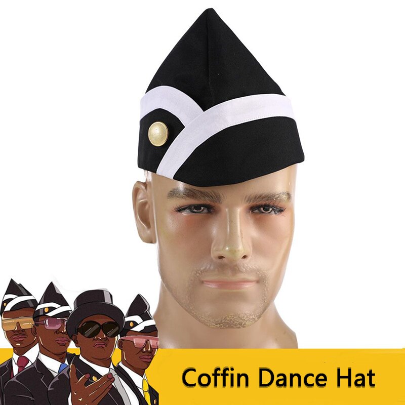Cosplay Ghana Pallbearers Coffin Dance Black Cap Funeral Dancing Team Display Hat Glasses Funny Dressed Costume