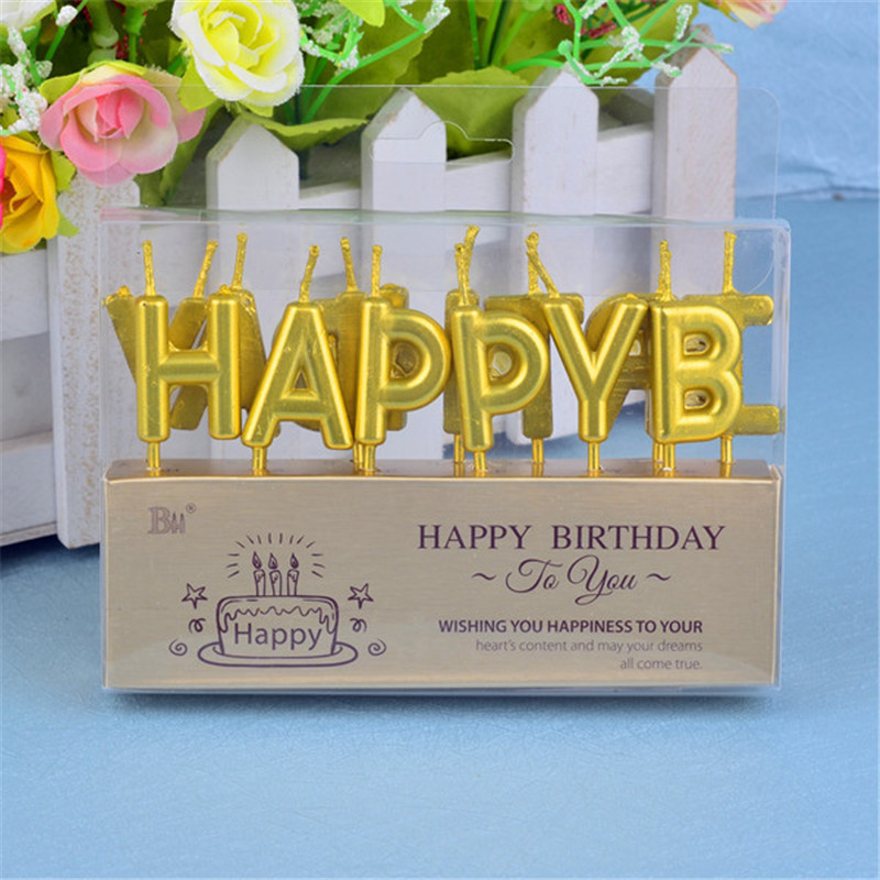 Cartoon animal happy birthday cake party art candle crown letter happy birthday: Type B golden HP