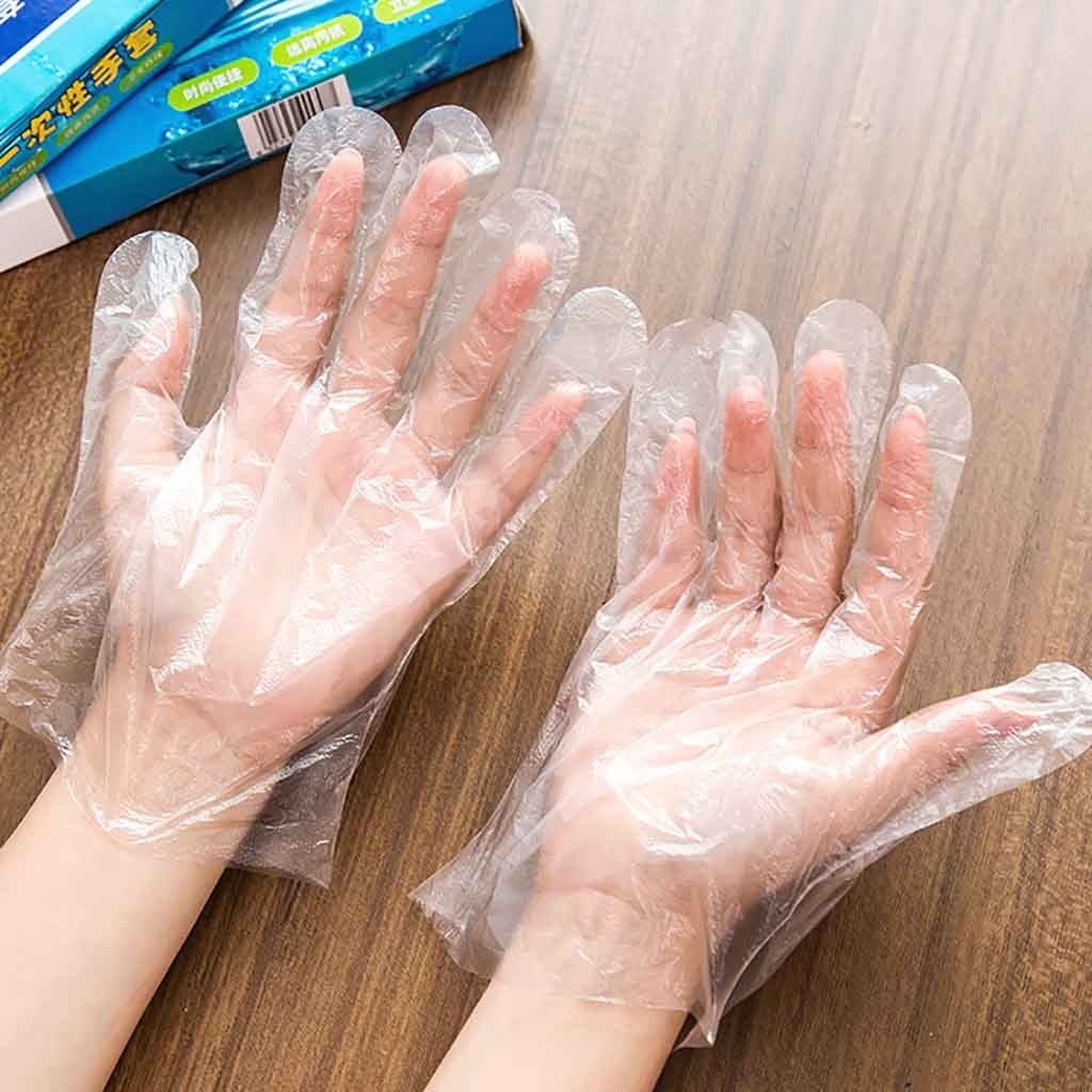 Plastic doorzichtige wegwerphandschoenen tuin restaurant thuis eten bakken gereedschap transparante wegwerphandschoenen van pvc afwassen/keuken
