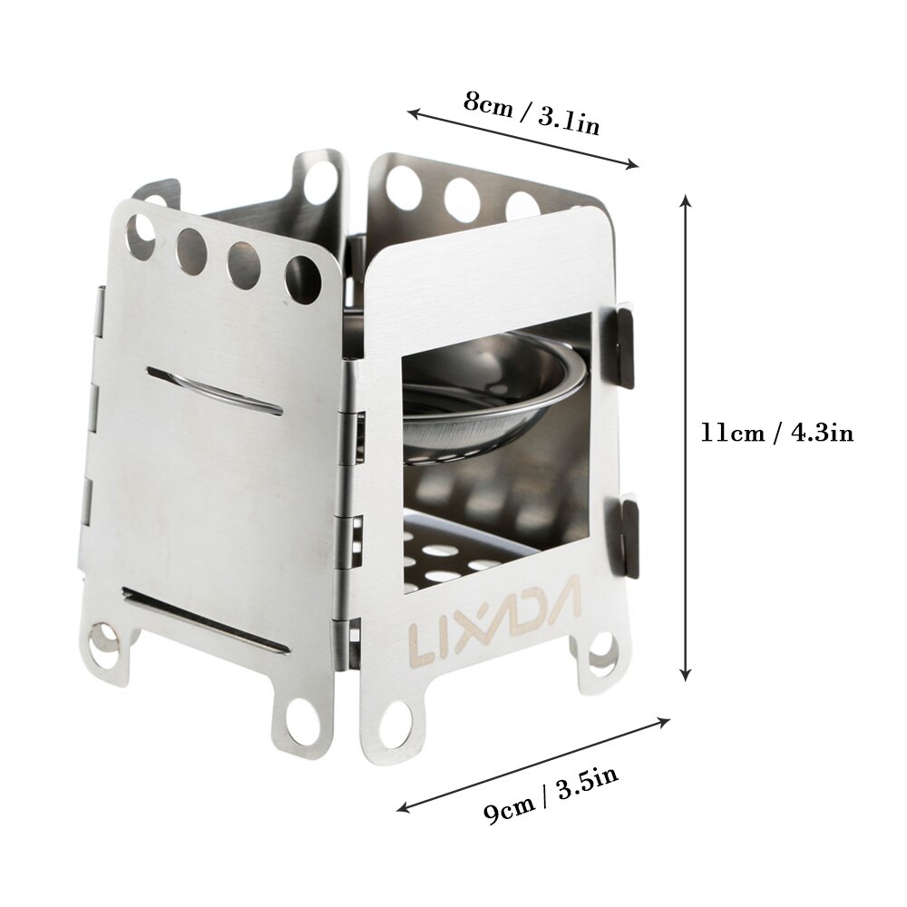 Lixada poêle à bois pliant poêle à alcool Portable pique-nique en plein air cuisinière barbecue brûleurs titane Camping poêle en acier inoxydable avec sac: Type2-3