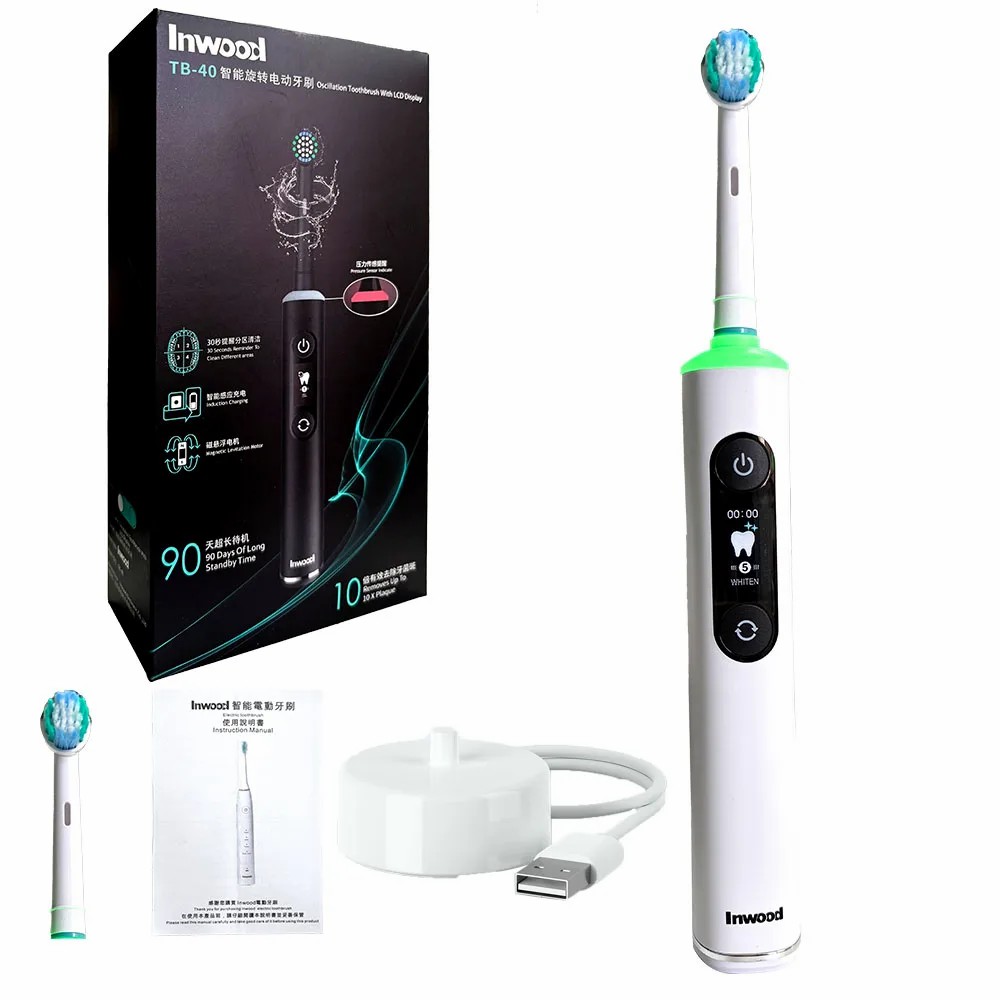 Blød, miljøvenlig elektrisk tandbørste, bløde børstehår, elektronisk tandbørste til voksne og børn: Sølv