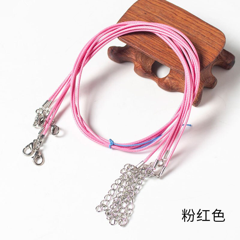 10/20/50 Uds. Colgante de collar de cordón de cadena de cuerda de hilo encerado de cuero colorido para manualidades de joyería de cuerda con cierre de langosta hecho a mano