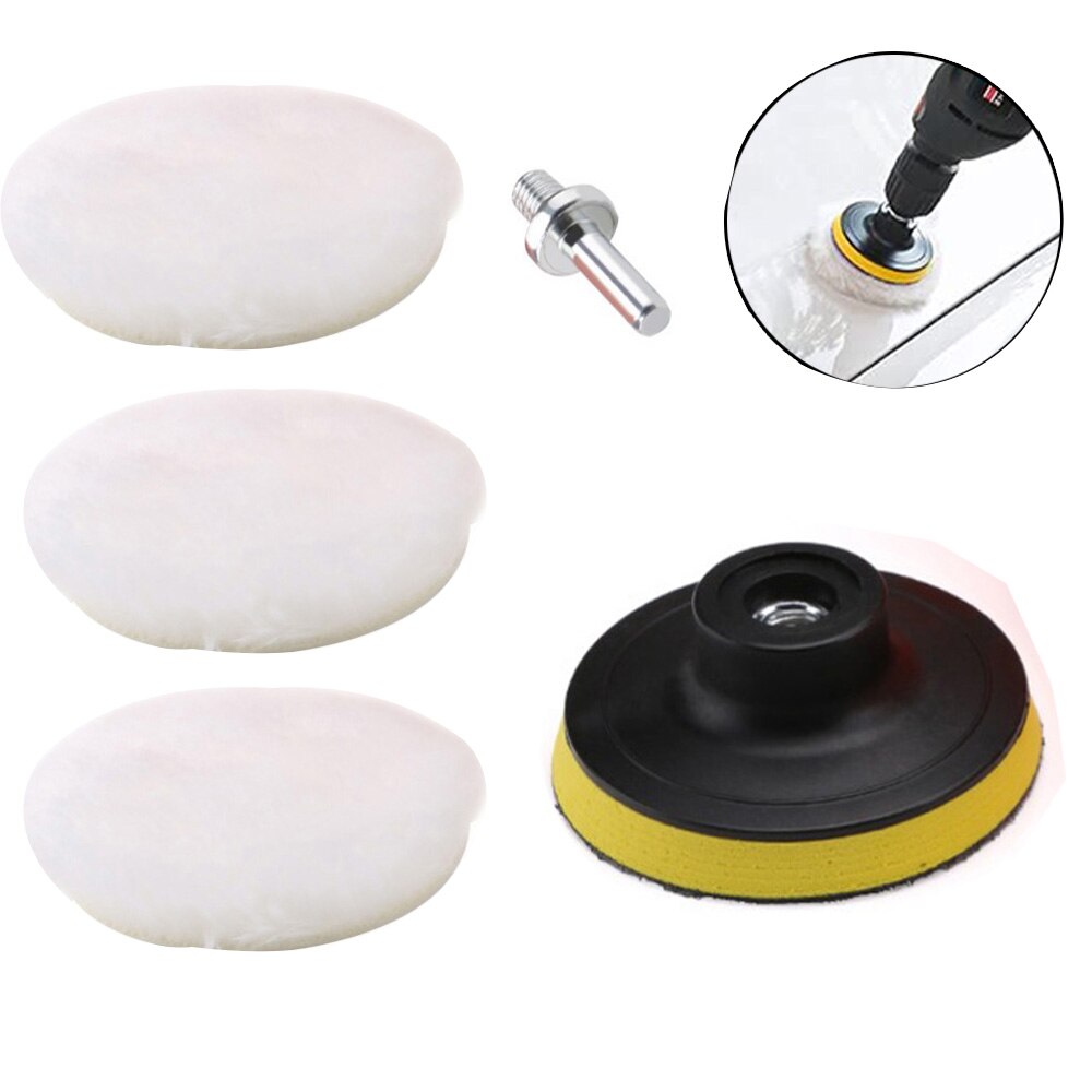 5X Car Polishing Disc Buffing Polishing Pads Wool Drill Adapter Wheel Waxing Pad M14 6 Inch For Electric Drill Auto Polisher