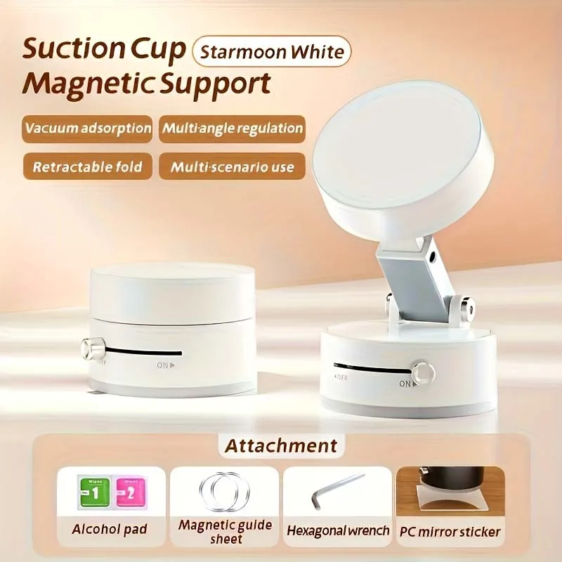 Phone Holder 360° Rotating Magnetic Car Foldable Portable Holder for All Smartphones & Car Models Adjustable Lazy Phone Bracket: WHITE